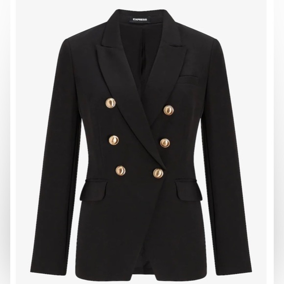 Express Wool Blend Double Breasted Novelty Button Blazer NEW ⭐️ - Picture 5 of 16